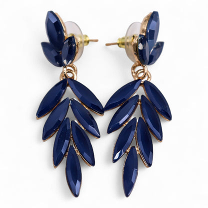 Pendientes de Cristal Vintage - Largo - Azul