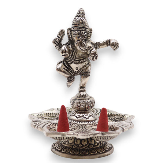 Porta-incienso Ganesha Danzante 14x10cm - Portainciensos de aluminio hechos a mano