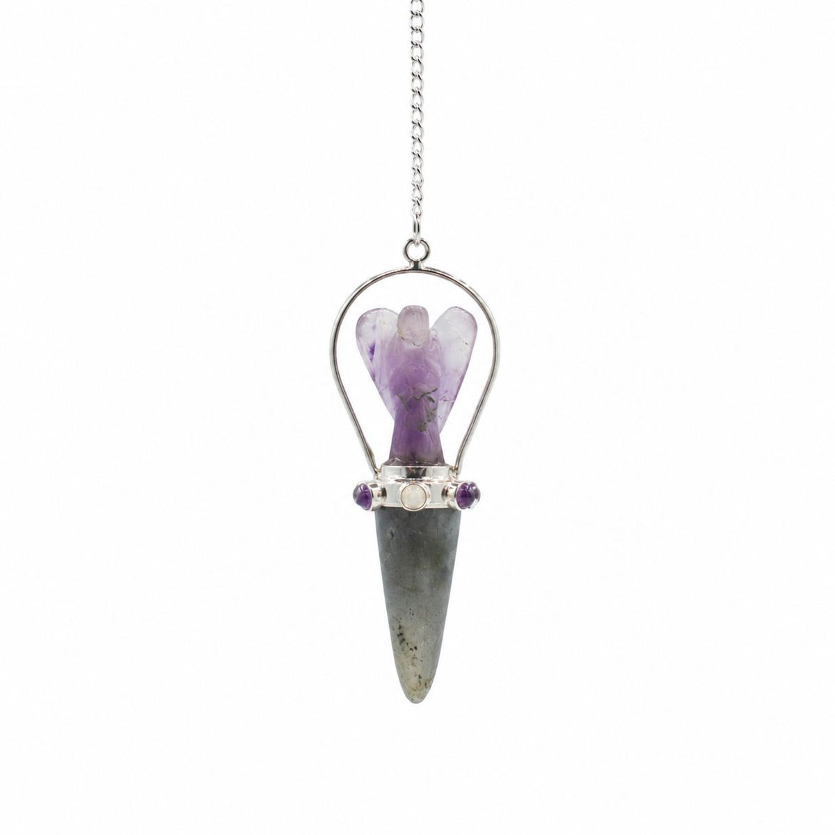 Veilwalker - Péndulo de ángel de dos piezas - Pulsera de chakras - Labradorita y amatista