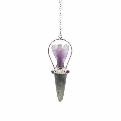 Veilwalker - Péndulo de ángel de dos piezas - Pulsera de chakras - Labradorita y amatista