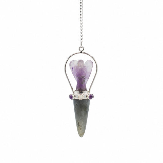 Veilwalker - Péndulo de ángel de dos piezas - Pulsera de chakras - Labradorita y amatista
