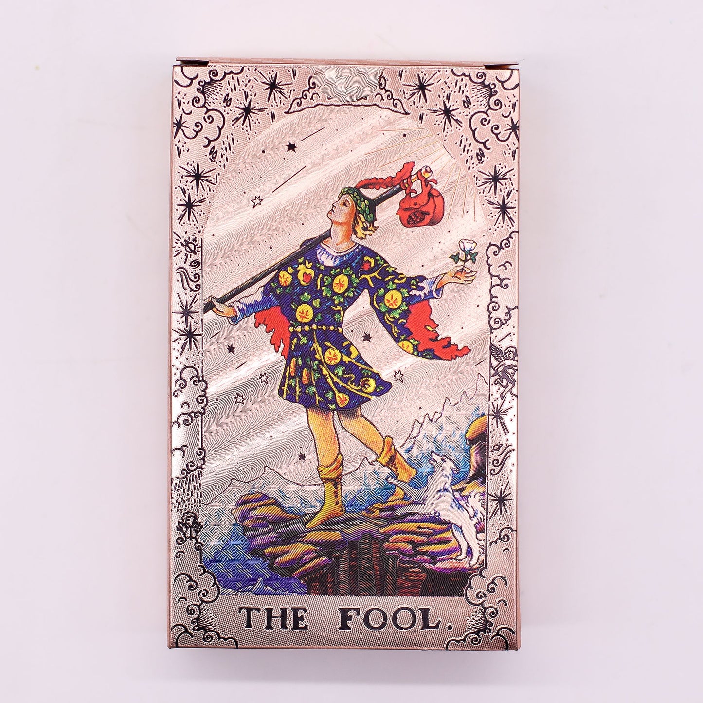 Set de cartas de Tarot con foil en oro rosa - Fase lunar - con folleto - Cartas del Tarot y paños de lectura