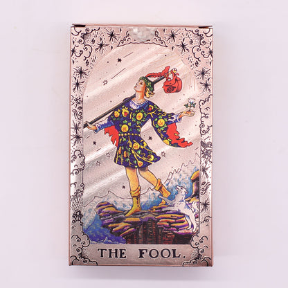 Set de cartas de Tarot con foil en oro rosa - Fase lunar - con folleto - Cartas del Tarot y paños de lectura