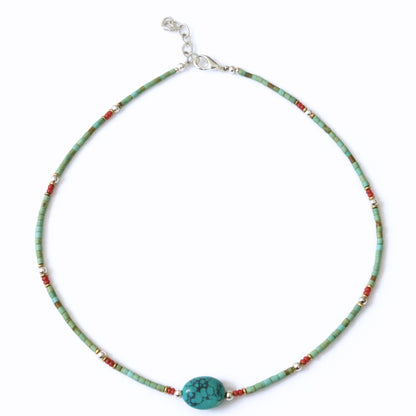 Collar nepalí de gemas extrafinas - Turquesa y piedra