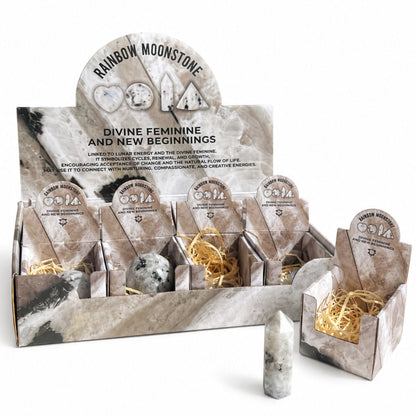 Cuatro formas de gemas - Piedra lunar arcoíris