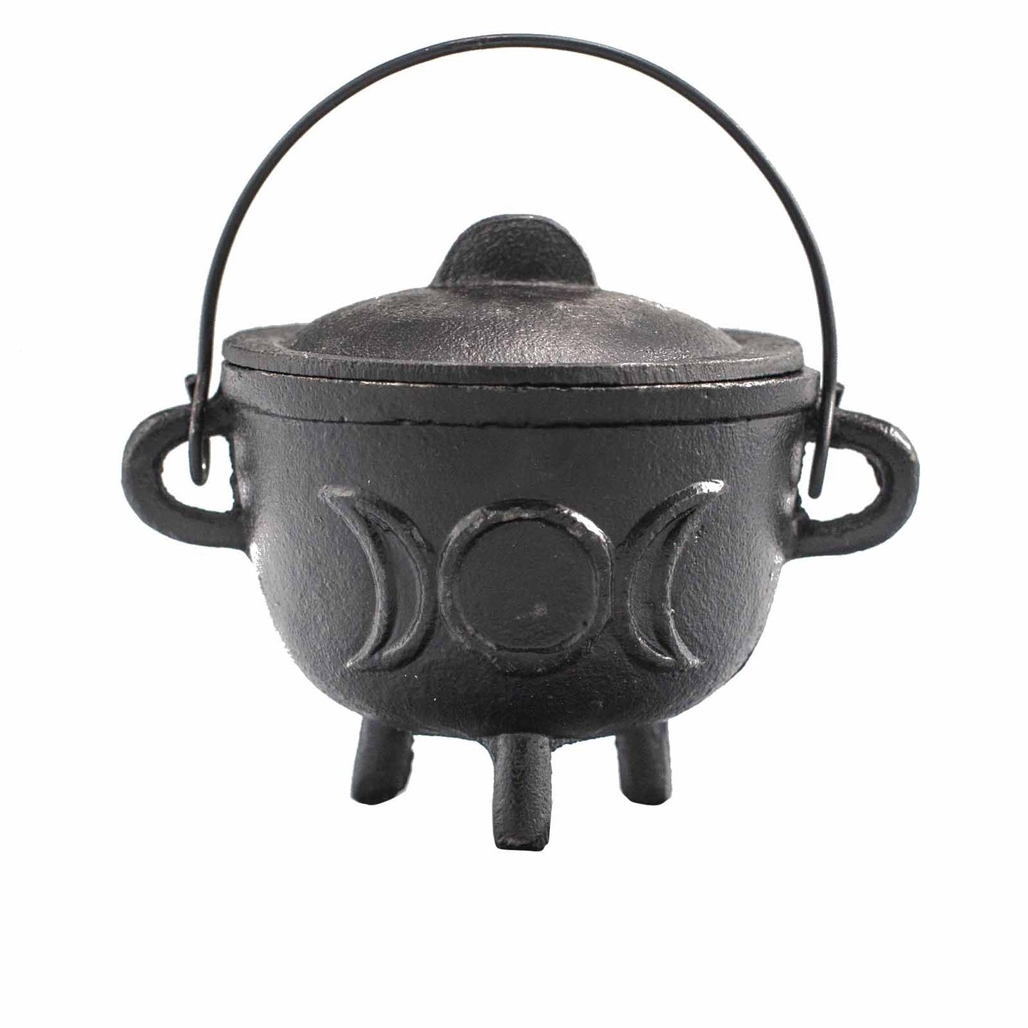 Caldero de Hierro Fundido con Triple Luna 11x13cm - Cuencos y calderos rituales