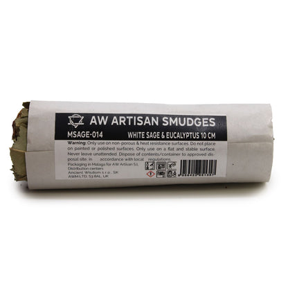 Atado de Hierba - Salvia Blanca y Eucalipto 10 cm - Atados de Smudge – Envuelto individualmente