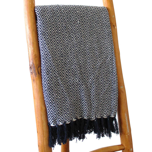 Mantas bohemias de confort - Zigzag azul marino