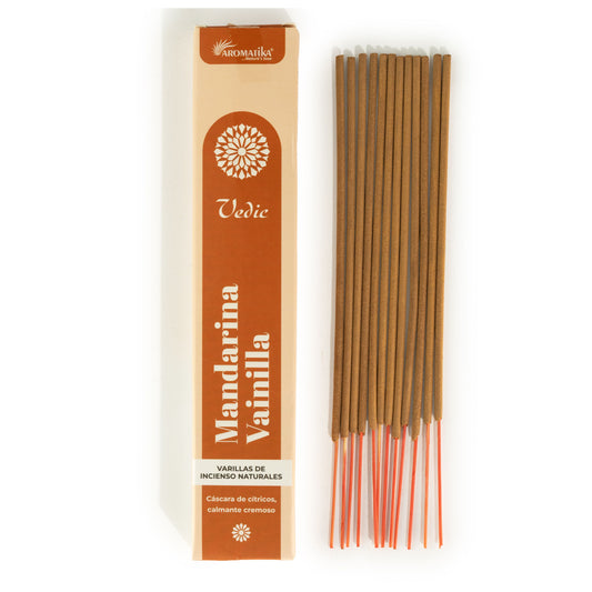 Inciensos Védicos - Mandarina y Vainilla - aromaterapia incienso hecho a mano incienso cítrico | El Bazar de Tizar