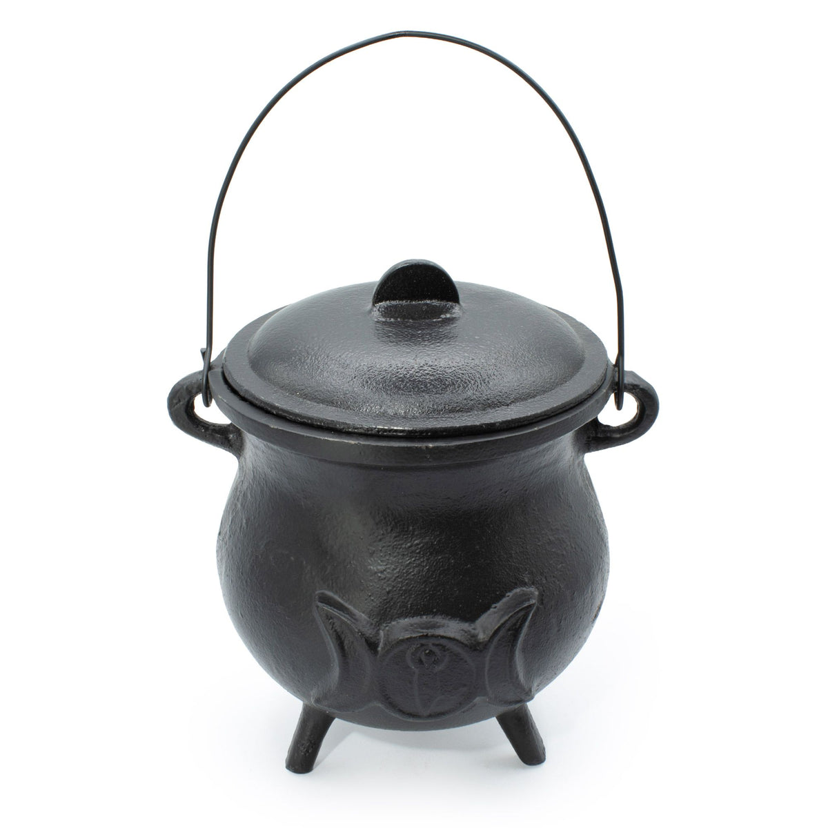 Extragrande Caldero de hierro fundido con Triple Luna 23x18 cm (al menos 4 kg)