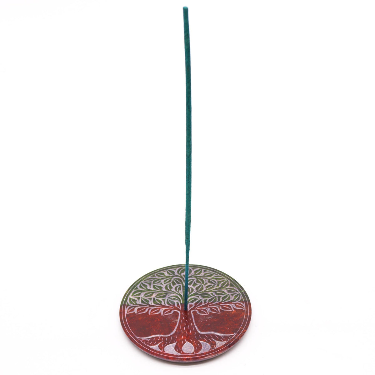 Porta-incienso Disco de Esteatita 10cm - Árbol de la Vida - Porta incienso de esteatita
