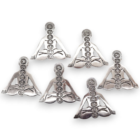 Porta-incienso Yoga Siete Chakras de Aluminio Pulido 12x12cm - Portainciensos de aluminio hechos a mano