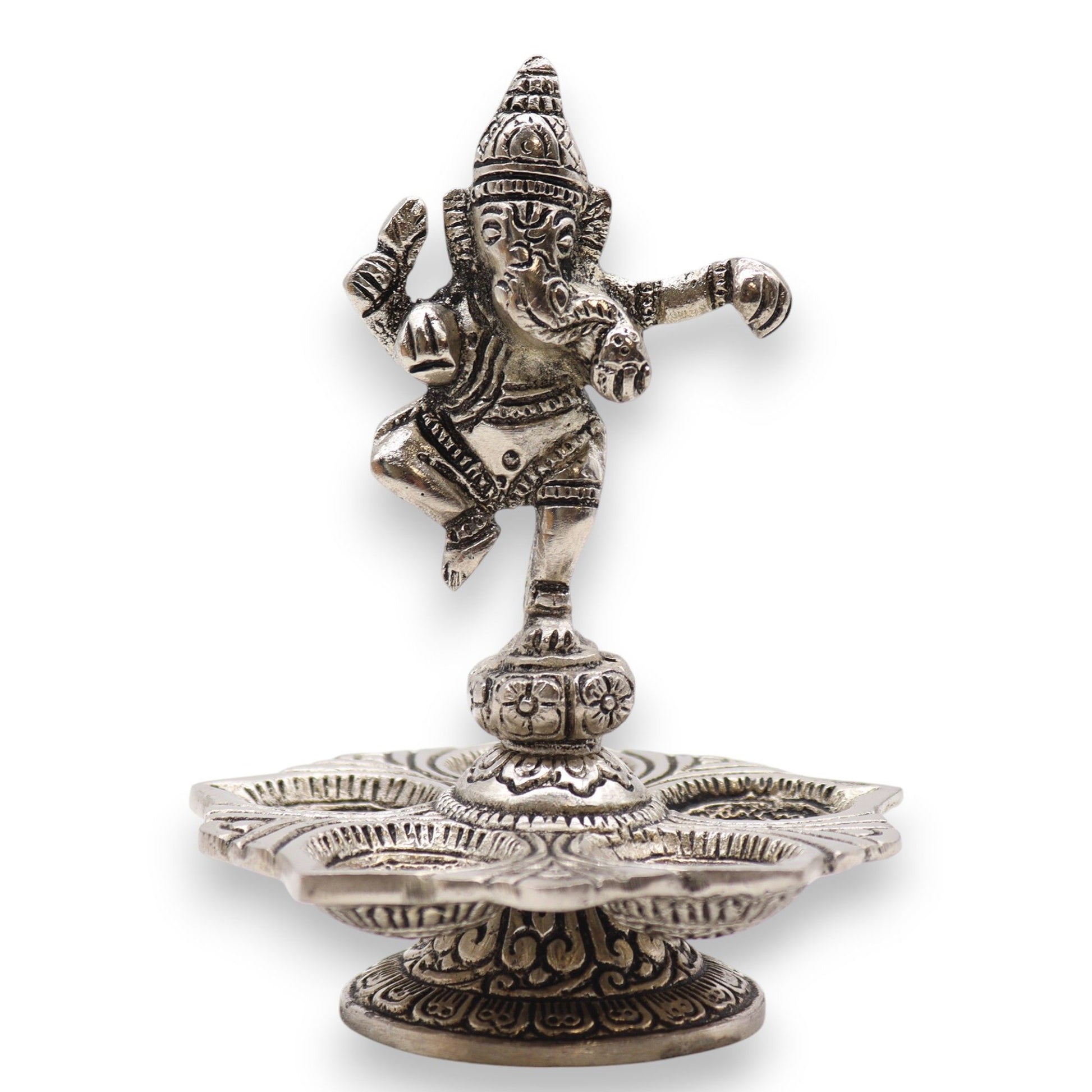 Porta-incienso Ganesha Danzante 14x10cm - Portainciensos de aluminio hechos a mano