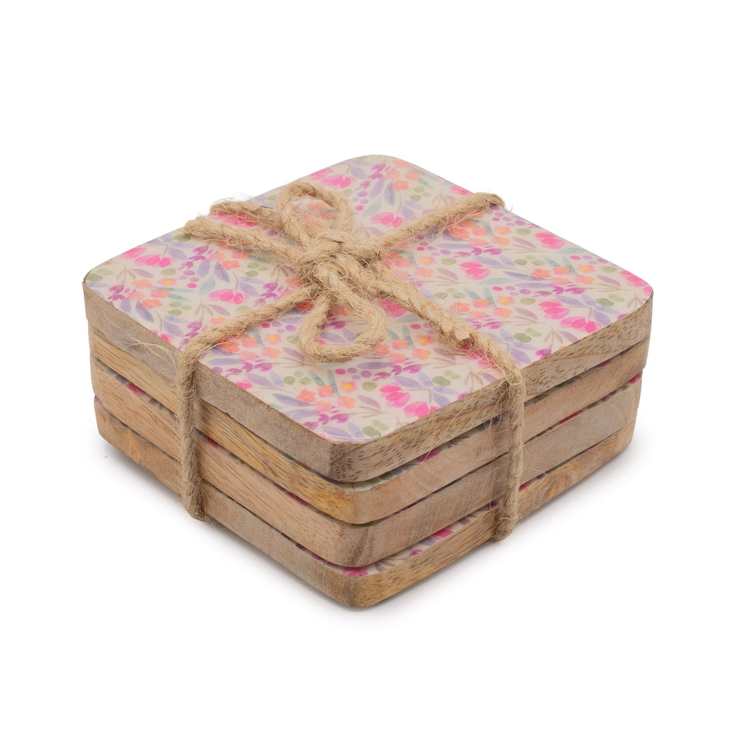 Conjunto de 4 posavasos cuadrados - Floral bonito