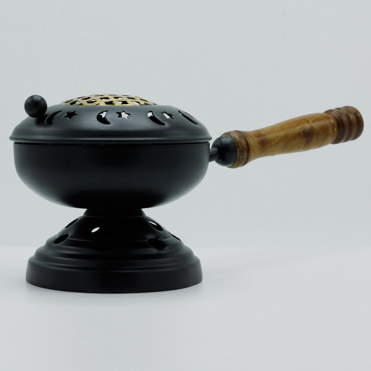 Gran incensario de hierro con soporte - detalle dorado - Quemadores de incienso de latón tradicionales, Artisan Product