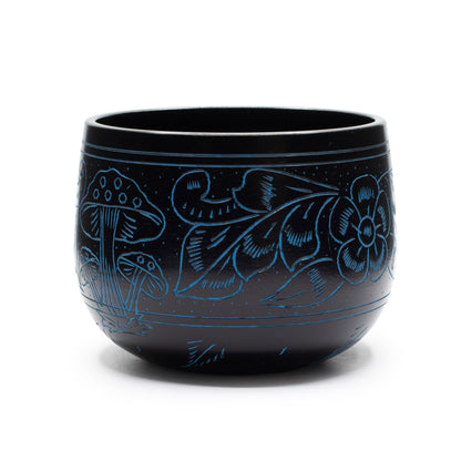 Cuenco tibetano de caldero - Hongo mágico - Azul (15 cm)