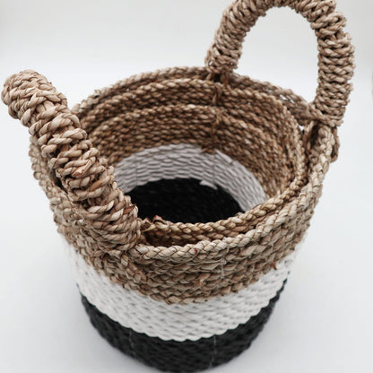 Juego de cestas de algas marinas - Gris oscuro / Blanco / Natural
