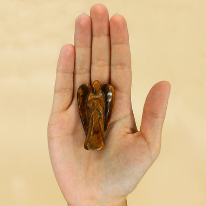 Ángel de piedra preciosa tallada a mano - Ojo de tigre - Figuras de Piedras Preciosas