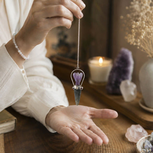 Veilwalker - Péndulo de ángel de dos piezas - Pulsera de chakras - Labradorita y amatista