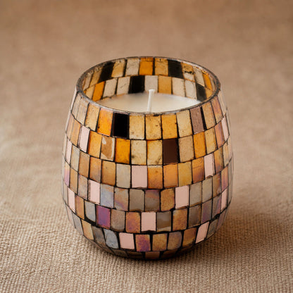 Velas en tarro de vidrio mediano - Mosaico ámbar
