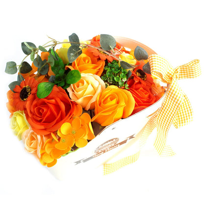 Cesta de Flores de Jabón Artesanal · Naranja