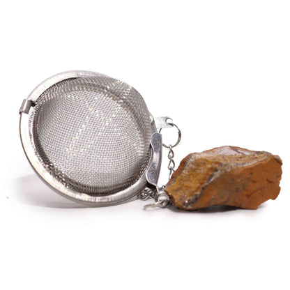 Colador de té de piedras preciosas de cristal crudo - Ojo de tigre dorado