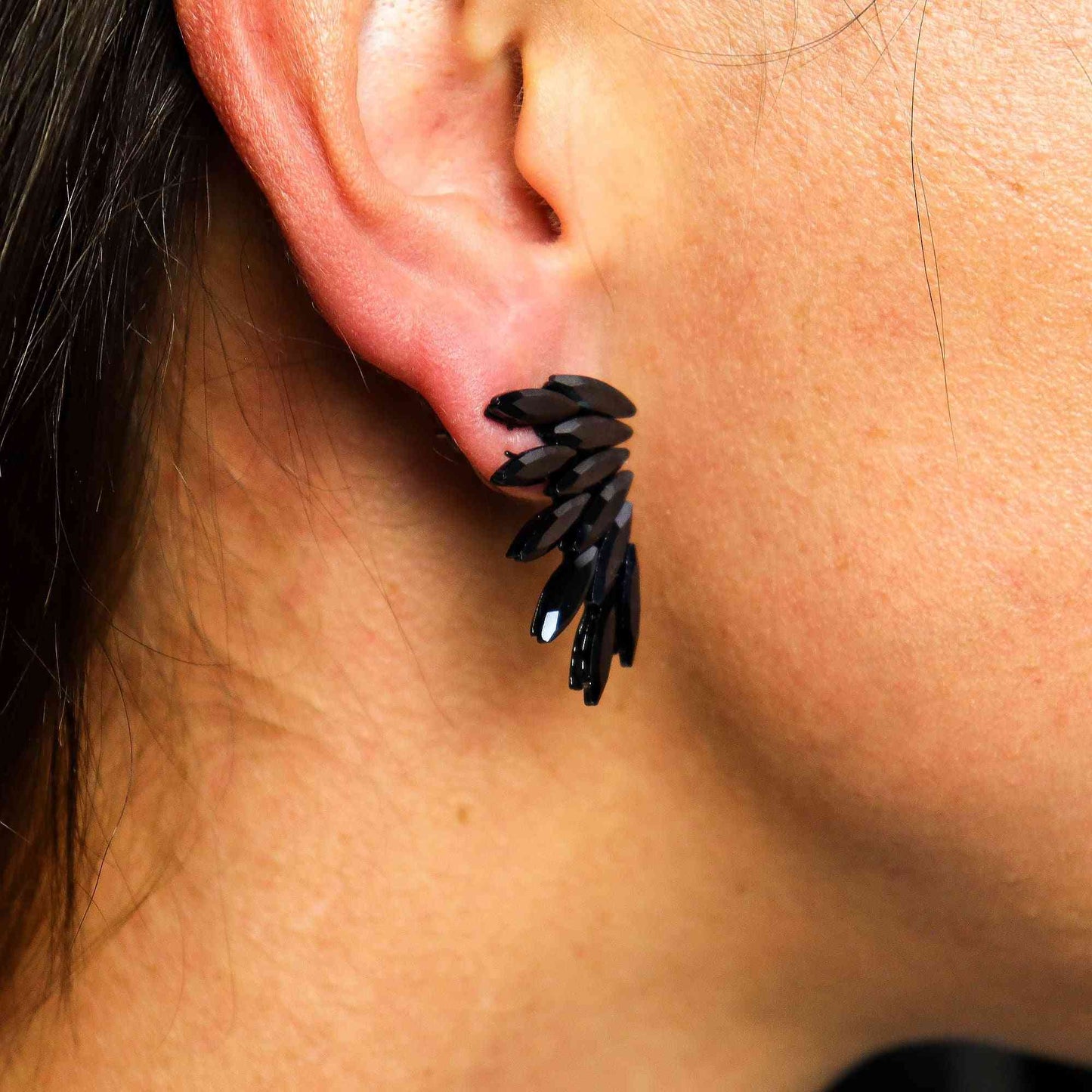 Pendientes de Cristal Vintage - Hadas - Negro Azabache