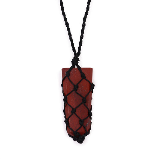 Flat-top pendant with intertwined gemstones - Red Jasper