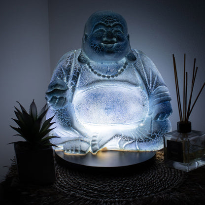 Lámpara del Buda Risueño - Azul Cielo - Base Redonda