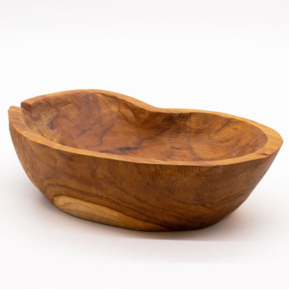 Frutero natural de madera de teca - 31x22x8cm