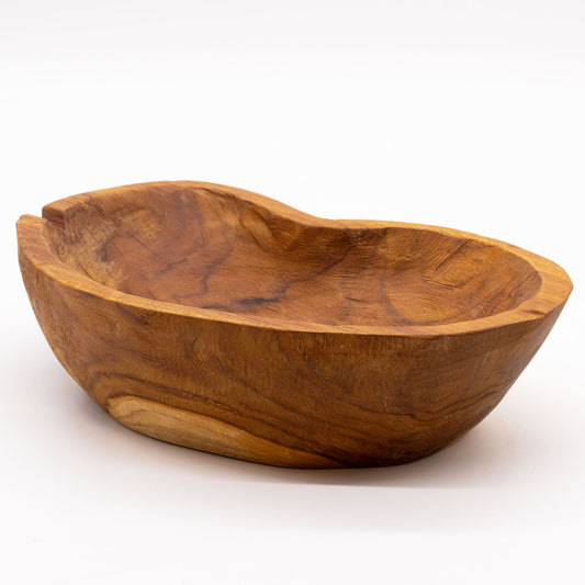Frutero natural de madera de teca - 31x22x8cm