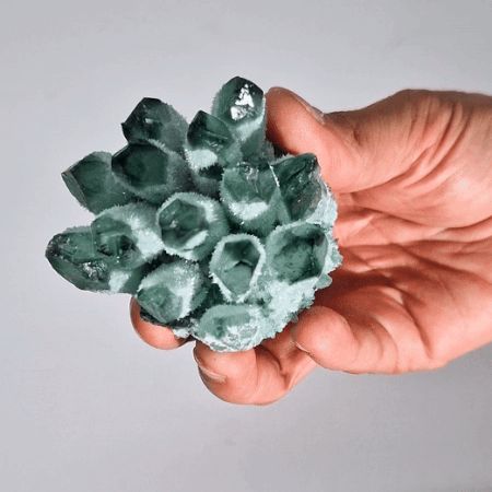 Racimo de Cuarzo Natural Artesanal - Cuarzo Fantasma Verde (aprox 250-300gm 8cm) - Geodas de Calcita Coloreadas y Cúmulos de
