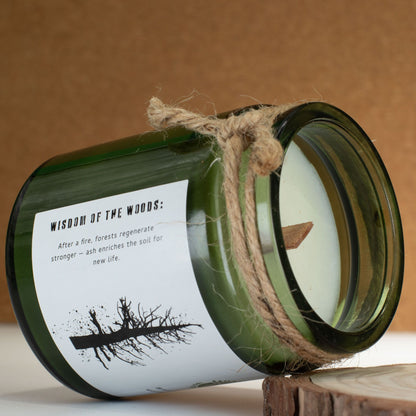 Greenman Woodwick Vela de soja - Ceniza y Humo de Madera - Velas de soja Woodwick de Greenman Rituals, 26 horas