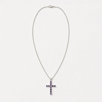 Colgante devocional de la India - Plateado con baño de plata (cadena de 45 cm) - Crucifijo Ionite