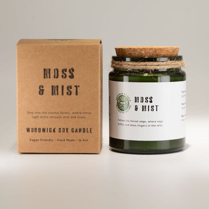 Greenman Woodwick Vela de Soja - Musgo y Neblina - Velas de soja Woodwick de Greenman Rituals, Eco Friendly