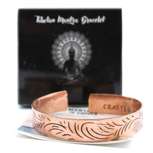 Tibetan Copper Bracelet - Wide Tribal Swirls