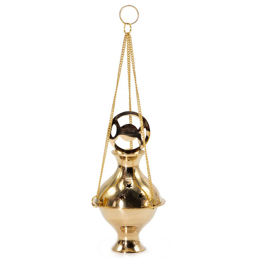 Incensario de latón colgante - Luna de tres fases - Quemadores de incienso de latón tradicionales, Artisan Product