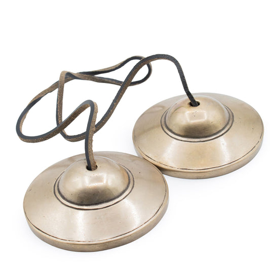 Tingsha tibetana de latón premium - tradicional simple - aprox. 7,5 cm (345 g) - Campanas Tibetanas y Tingsha
