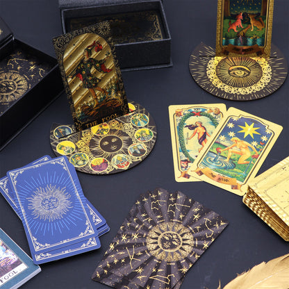Juego de cartas de Tarot con lámina dorada - con folleto