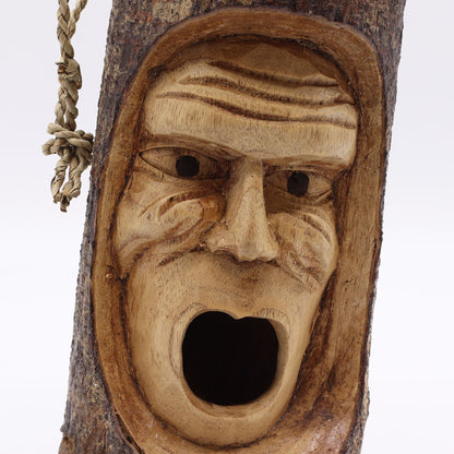 Cara de tronco de árbol - Casa para pájaros - Viejo gruñón