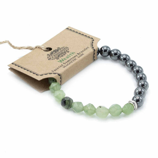 Carved Gemstone Bracelet - Magnetic Jade