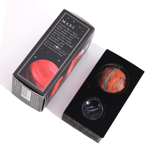 1x Planeta de Jaspe Rojo con Soporte Solar (MARTE) - 40mm - Planetas de piedras preciosas con apoyo solar