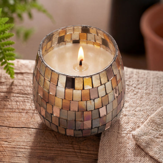 Velas en tarro de vidrio mediano - Mosaico ámbar