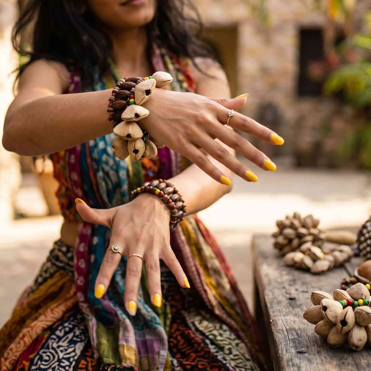 Kenari Shell Hand Shaker - Pulsera Sonajero (15 piezas)