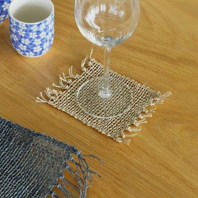Lot de 4 sous-verres à franges Naturel - Naturel