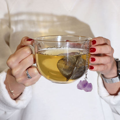 Colador de té de piedras preciosas de cristal crudo - Cuarzo ahumado