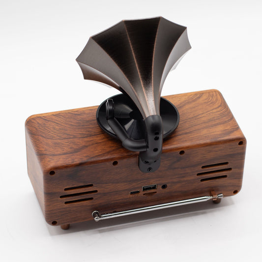 Mini haut-parleur gramophone rétro double - Bluetooth - 5,4 watts x 2