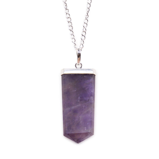 Flat pendant with gemstones - Amethyst
