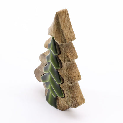 Perdido en el Bosque - Decoración de madera con un pequeño árbol dentro de un árbol - 15x10 cm