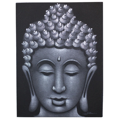 Cuadro de Buda · Acabado Gris y Arena Texturizado